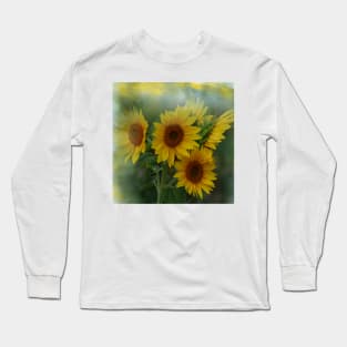 Be Radiant - Sunflowers Blooming  - Yellow Summer Botanical Flowers Long Sleeve T-Shirt